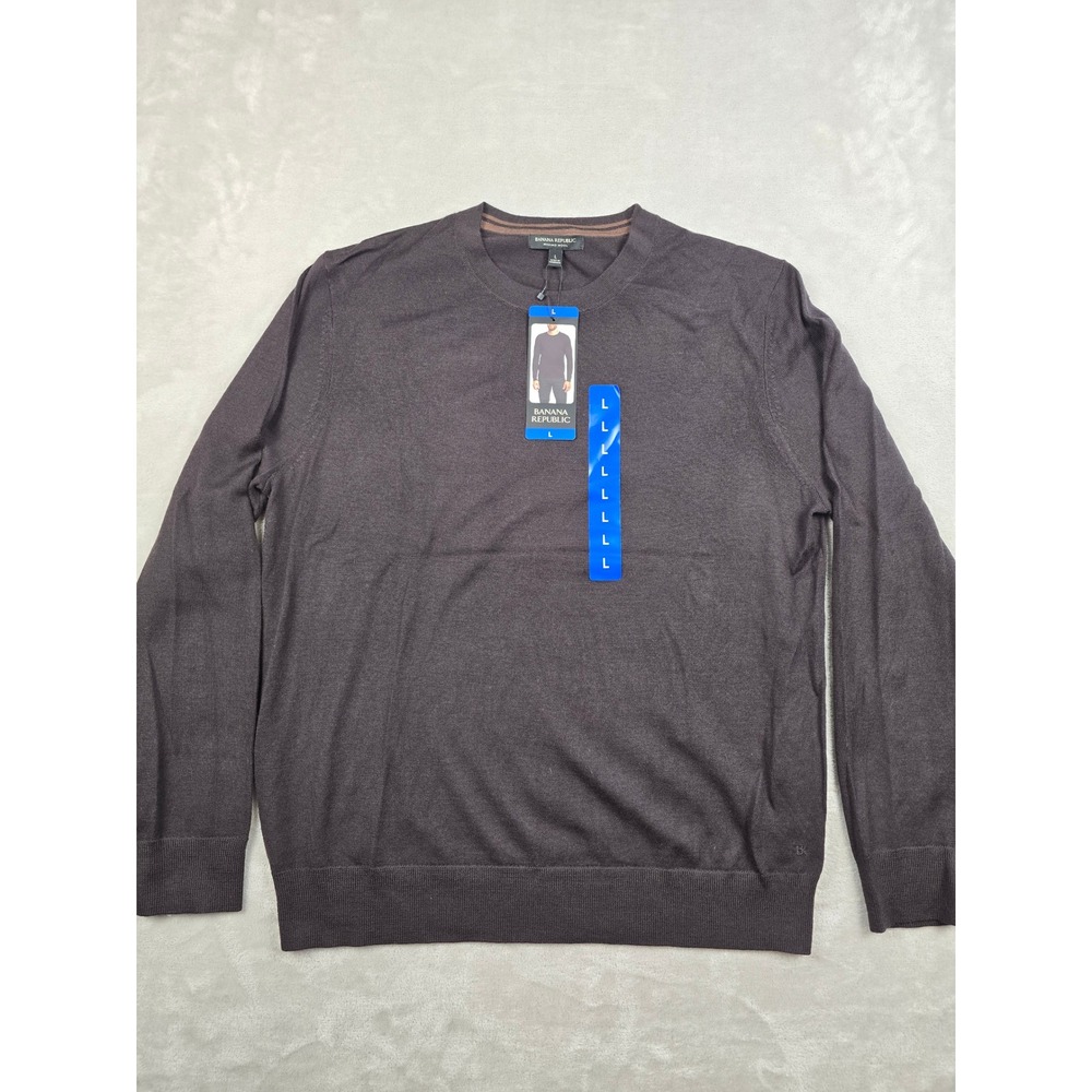 Banana Republic Sweater Mens Large Brown Merino Wool Crew Neck Base Layer